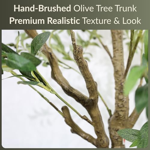 7FT Artificial Olive Tree with White Planter