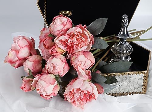 Vintage Pink Peonies Artificial Flowers 2 Bouquets