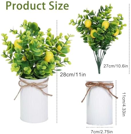 Artificial Fruit Tree with Pot 2Pcs Fake Bonsai Greenery Decor