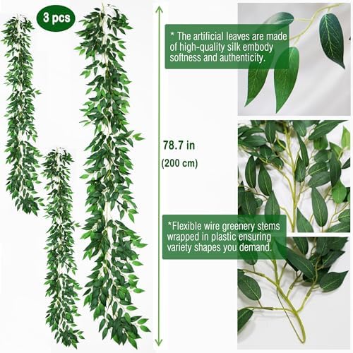3 Strand Artificial Italian Ruscus Vines Garland 78 Inches