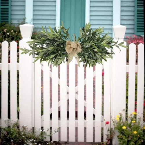 24 Inch Floral Swag with Olive Fruit and Green Leaves