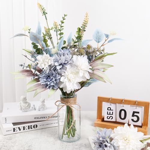 Blue White Artificial Flowers Bouquet for Home Wedding Decor