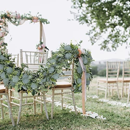 CEWOR 2 Pack 55ft Artificial Eucalyptus Table Runner