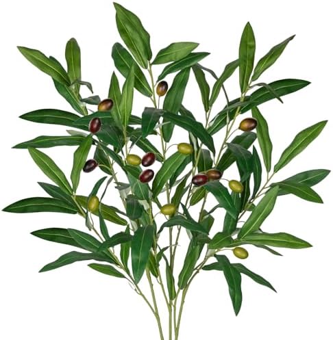 Briful 3Pack Artificial Olive Branches for Vase