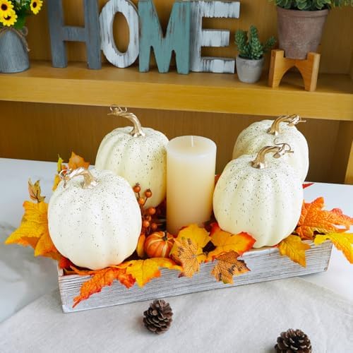 Winlyn 67 Inch Artificial Cream Pumpkins Set of 4