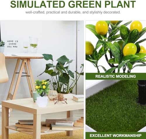 PRETYZOOM 2pcs Artificial Lemon Tree 24cm Potted Plant