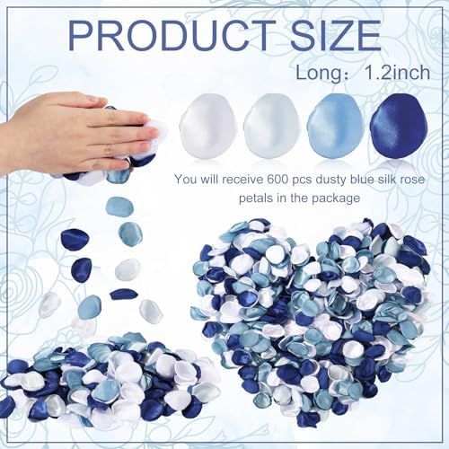 600Pcs Artificial Silk Rose Petals Dusty Blue Wedding Decor