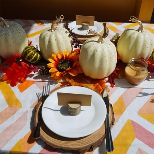 Winlyn 67 Inch Artificial Cream Pumpkins Set of 4