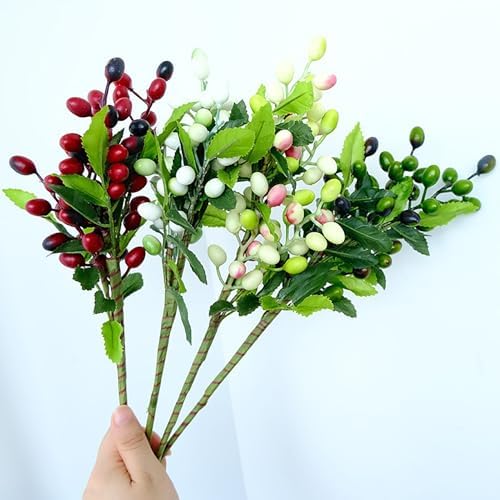 MISNODE 4PCS Artificial Olive Branches with Fruits 1