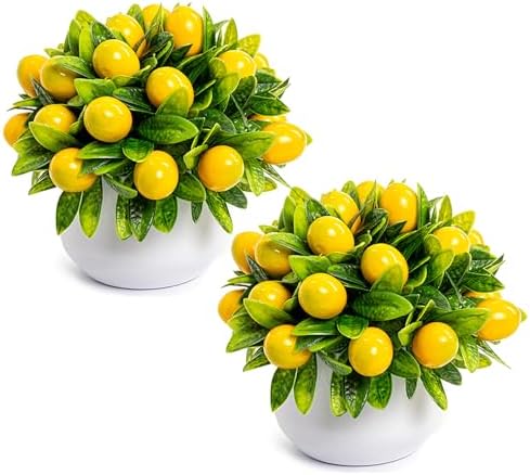 Belupai 2pcs Artificial Fruit Bonsai Trees
