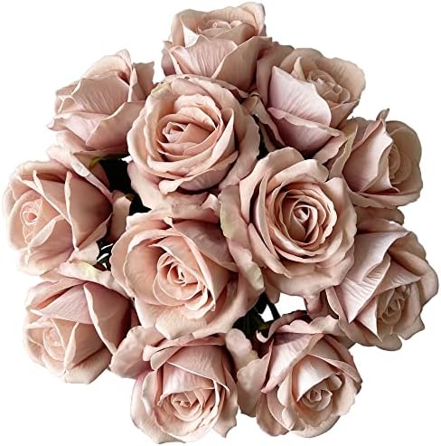 UKELER 12 Pcs Artificial Silk Rose Bouquet with Long Stems