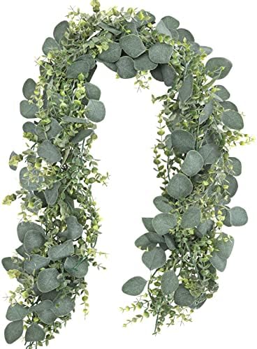 CEWOR 2 Pack 55ft Artificial Eucalyptus Table Runner