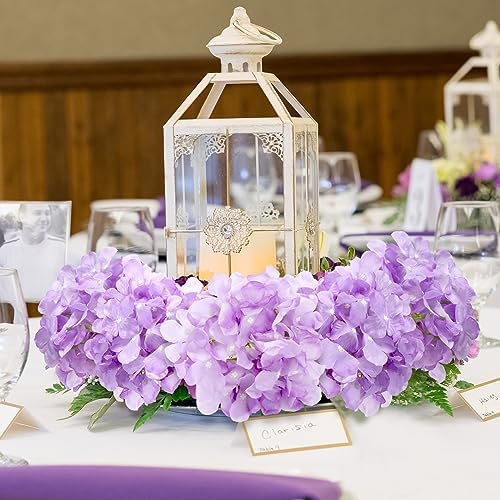 Tigeen 100 Pcs Purple Artificial Hydrangeas with Stems