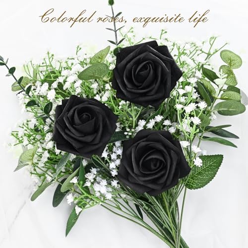BLEUM CADE 16Pcs Artificial Flowers Fake Roses with Stems