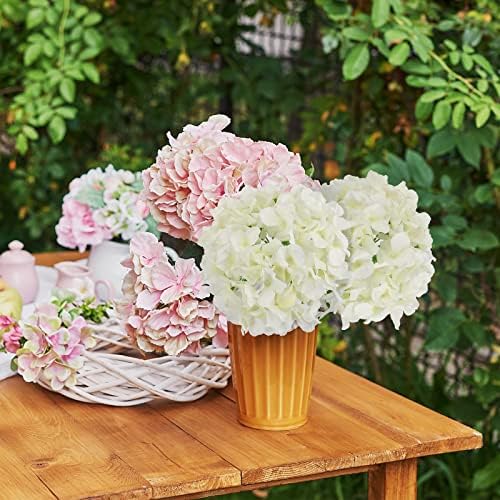JPSOR 40pcs Artificial Hydrangea Flower Heads with Stems White