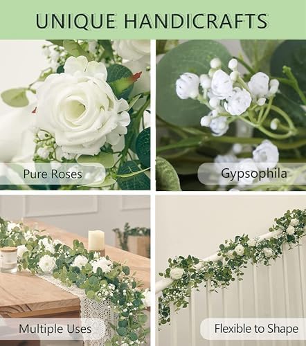 Annas Whimsy 591FT Artificial Eucalyptus Garland with Flowers