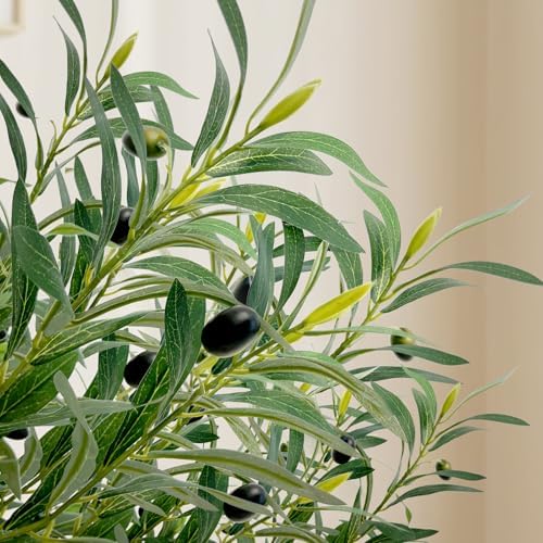 7ft Artificial Olive Tree with Realistic Fruits and Natural Wood Trunk