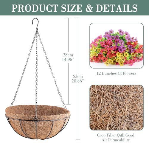 AGIRL Artificial Hanging Flowers Decor Basket