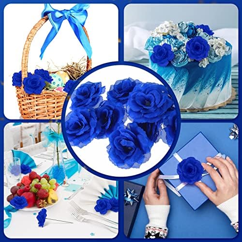 Yunlly 100 Pcs Artificial Blue Roses for Decor