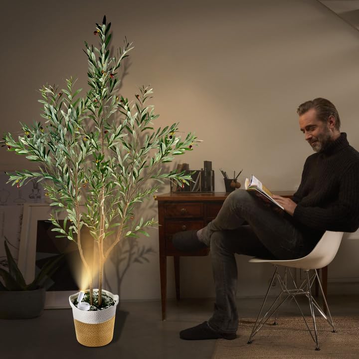 Kockuu 6FT Artificial Olive Tree with LED Light