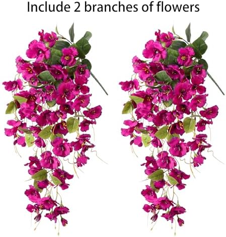 Ivydale Artificial Hanging Hibiscus Flowers 2pcs Fuchsia UV Resistant Decor