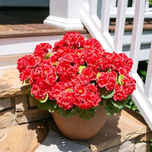 HyeFlora Artificial Geraniums for Outdoor Decoration