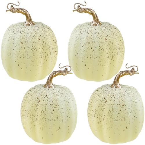 Winlyn 67 Inch Artificial Cream Pumpkins Set of 4