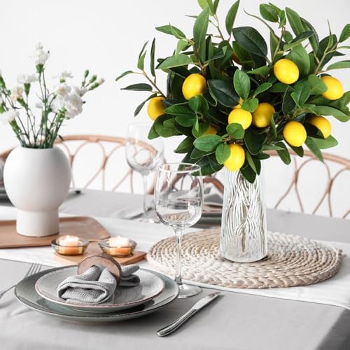 Giegxin 6 Pcs Artificial Lemon Branches 18 Inch Decor