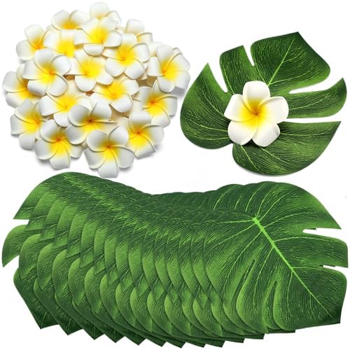 60 Pcs Tropical Party Decor Supplies with Glue