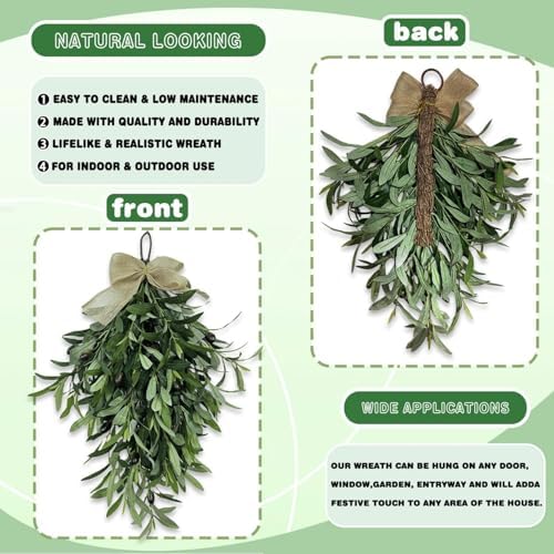 Artificial Olive Wreath 24 Inch 2 Pcs Swag for Wall