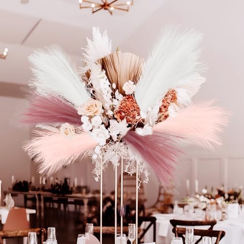 Agusbagli 30pcs Pink Faux Pampas Flowers Vase Filler Decor