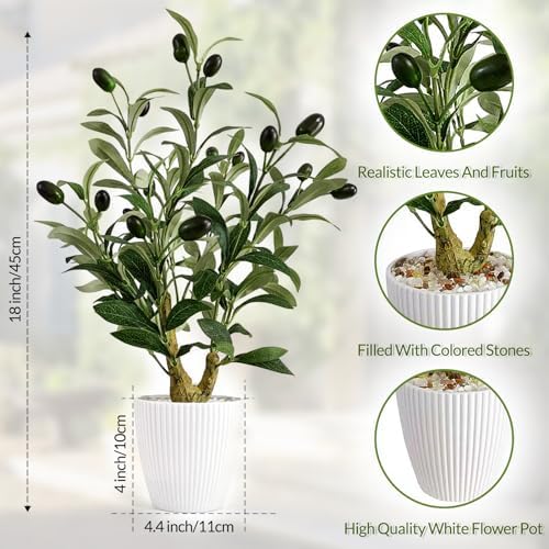 Realistic 18 Tall Artificial Olive Tree with Fruits