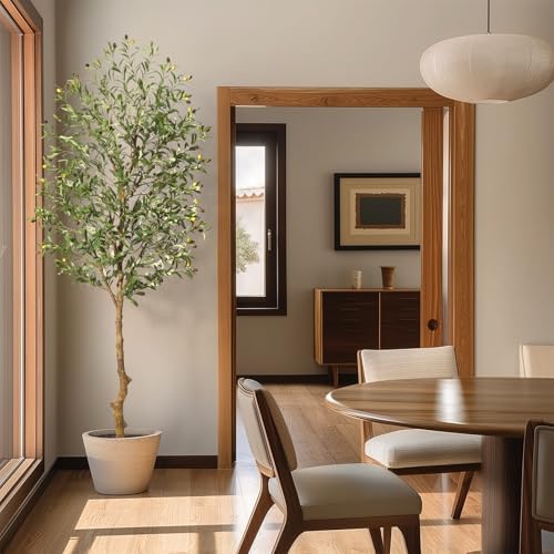 IDEALHOUSE 7FT Artificial Olive Tree with Realistic Trunk and Fruits