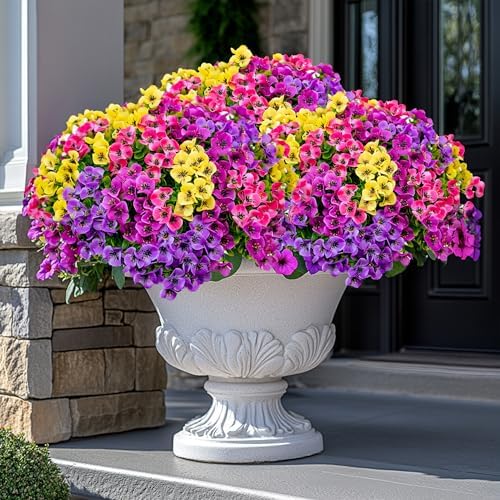 AXYLEX Artificial Flowers Outdoor Decor 16 Bundles Set