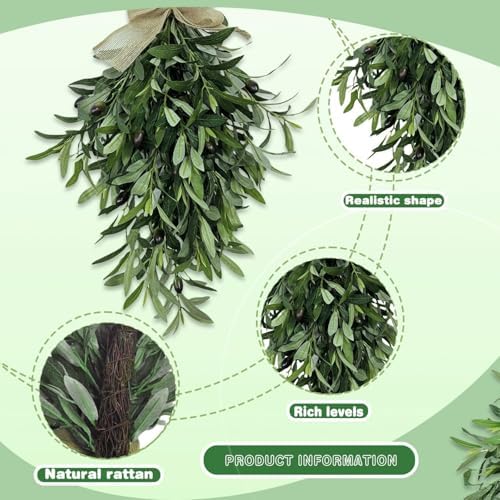Artificial Olive Wreath 24 Inch 2 Pcs Swag for Wall