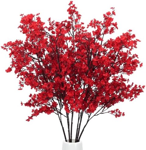 AILANDA 6 Pack Babys Breath Artificial Flowers Red 394 Inch Long Stems