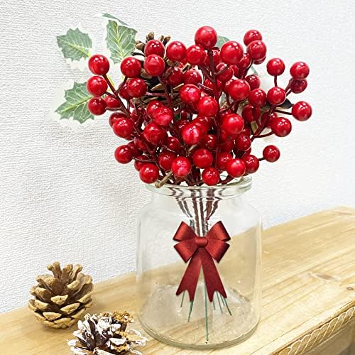 12 Pack Red Berried Holly Branches Christmas Decor