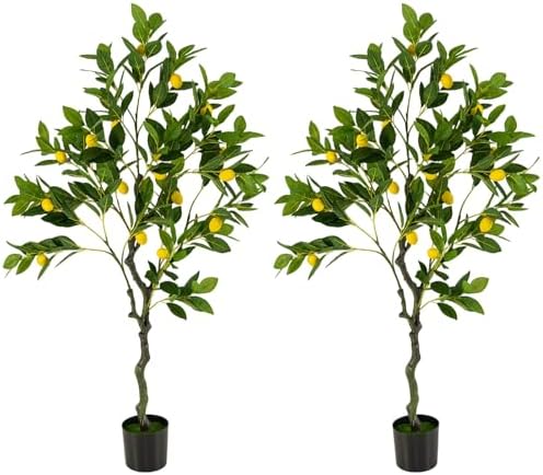 Safeplus 2 Pack 48 Inch Artificial Lemon Tree with Fruits