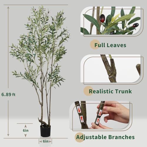 689ft Artificial Olive Tree with Lifelike Fruits and Sturdy Pot