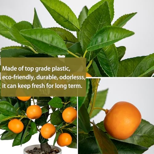 Faux Orange Tree 161 Inch Artificial Citrus Plant with White Pot