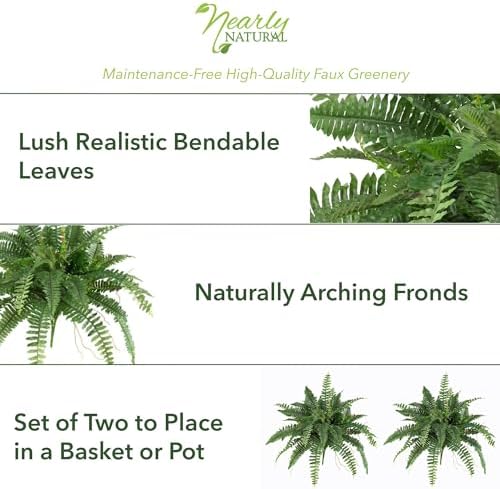 Nearly Natural 40 Inch Artificial Boston Fern Set of 2