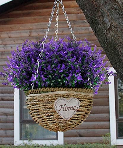 RECUTMS Artificial Lavender Flowers 8 Bundles UV Resistant Decor