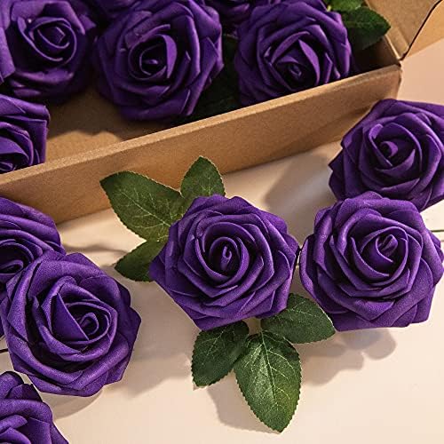 Lansdowns Artificial Foam Rose 25pcs Purple Realistic