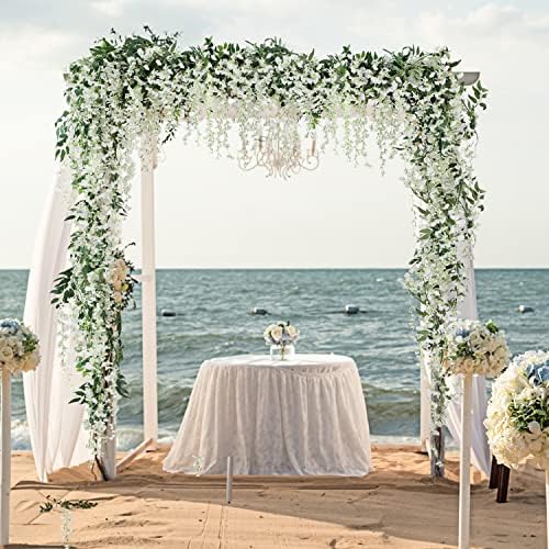 JUSTOYOU 3PCS 7FT Artificial Wisteria Garland White