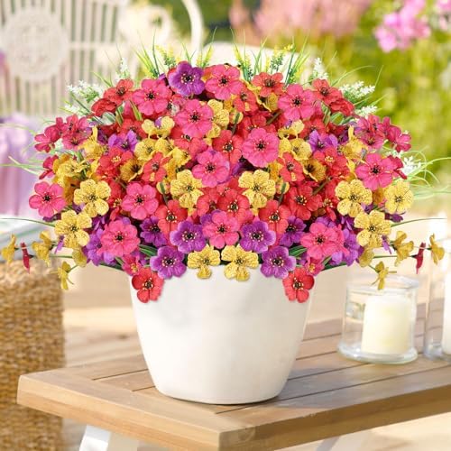 24 Bundle Artificial Flowers for Outdoor Decor