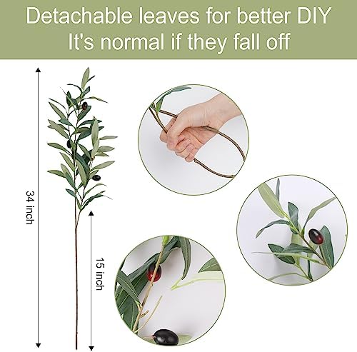 4PCS Artificial Olive Branches for Home Decor
