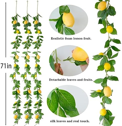 3 Strands Lemon Artificial Vine Garland 71 Inches