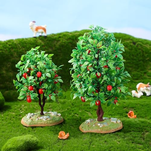 MAGICLULU 2pcs Mini Artificial Apple Trees for Home Decor