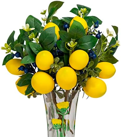 12 Inch Artificial Lemon Blueberry Branches Pack of 6
