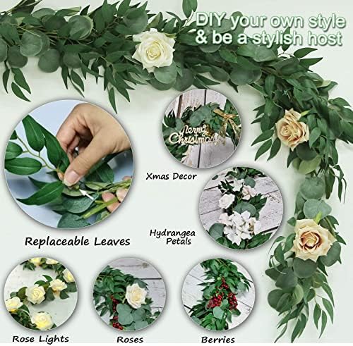 4 Pack Artificial Eucalyptus Garland with Willow Leaves